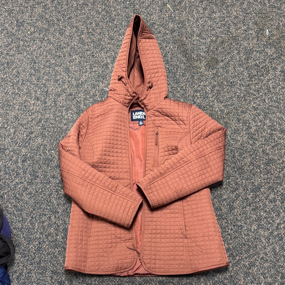 Lands' End Quilted Hooded Jacket - Terracotta